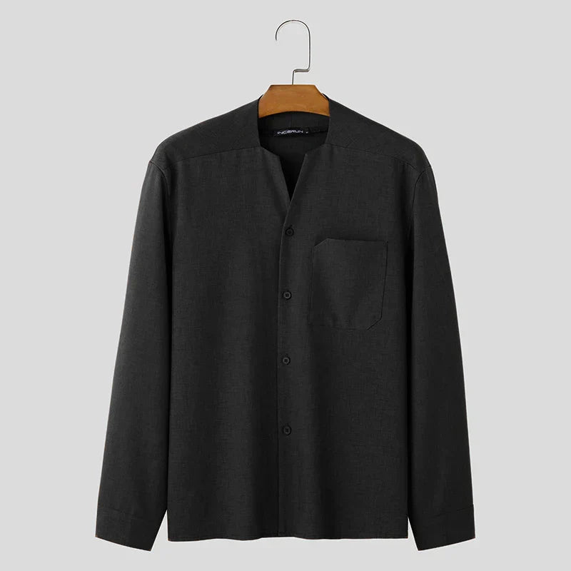 Button-Up Shirt - Men's Casual Loose Fit Long Sleeve Dress Shirt-Chaps London-Chaps London