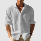 Button-Up Shirt - Men's Lightweight Lapel Long Sleeve Summer Shirt-Chaps London-Gray-S-Chaps London