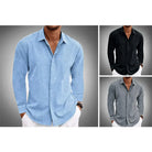 Button-Up Shirt - Men's Long Sleeve Collared Cotton Linen Shirt-Shirt-Chaps London-Chaps London