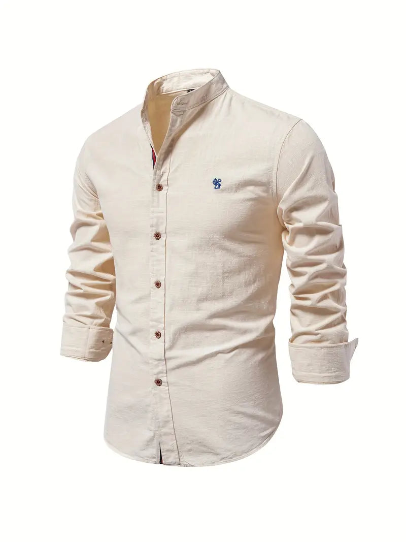 Button-Up Shirt | Slim Fit | Lightweight | Long Sleeve Shirt | Men's Shirt-Chaps London-Apricot-XS-Chaps London