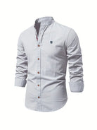 Button-Up Shirt | Slim Fit | Lightweight | Long Sleeve Shirt | Men's Shirt-Chaps London-Gray-XS-Chaps London