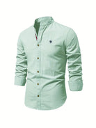 Button-Up Shirt | Slim Fit | Lightweight | Long Sleeve Shirt | Men's Shirt-Chaps London-Light Green-XS-Chaps London