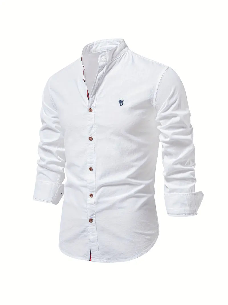 Button-Up Shirt | Slim Fit | Lightweight | Long Sleeve Shirt | Men's Shirt-Chaps London-White-XS-Chaps London