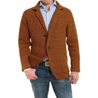 Cardigan - Men's Knitted V Neck Button Up-Cardigans-Chaps London-Brown-S-Chaps London