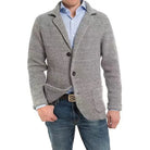 Cardigan - Men's Knitted V Neck Button Up-Cardigans-Chaps London-Grey-S-Chaps London