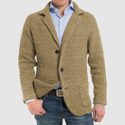 Cardigan - Men's Knitted V Neck Button Up-Cardigans-Chaps London-Khaki-S-Chaps London