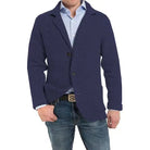 Cardigan - Men's Knitted V Neck Button Up-Cardigans-Chaps London-Navy-S-Chaps London