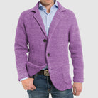 Cardigan - Men's Knitted V Neck Button Up-Cardigans-Chaps London-Purple-S-Chaps London