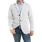 Cardigan - Men's Knitted V Neck Button Up-Cardigans-Chaps London-White-S-Chaps London