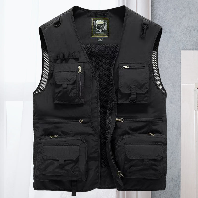 Cargo Gilet - Tactical Zip Up Men's Work Gilet-Men's Cargo Vest-Chaps London-Black-S-Chaps London