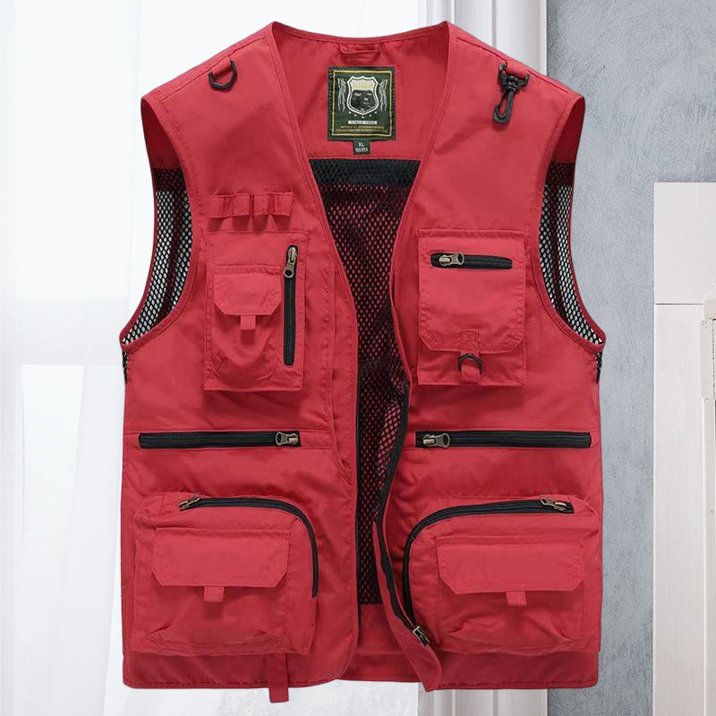 Cargo Gilet - Tactical Zip Up Men's Work Gilet-Men's Cargo Vest-Chaps London-Red-S-Chaps London