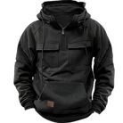 Cargo Hoodie - Men's Warm Cozy Casual Pullover Hoodie-New Arrivals-Chaps London-Black-S-Chaps London