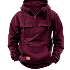 Cargo Hoodie - Men's Warm Cozy Casual Pullover Hoodie-New Arrivals-Chaps London-Wine Red-S-Chaps London