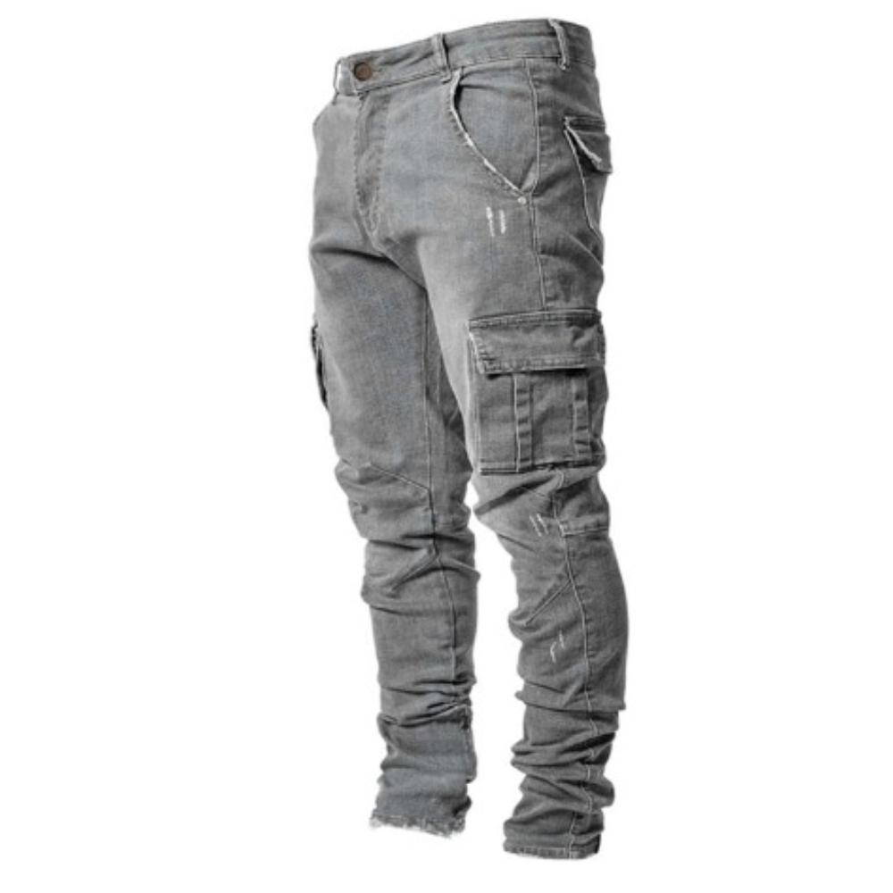 Cargo Jeans - Rugged - Regular Fit - Cargo Pants - Men's Jeans-Chaps London-Gray-S-Chaps London