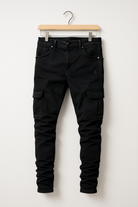 Cargo Jeans | Stretchy | Pockets | Skinny Jeans | Men's Pants-Jeans-Chaps London-Black-S-Chaps London