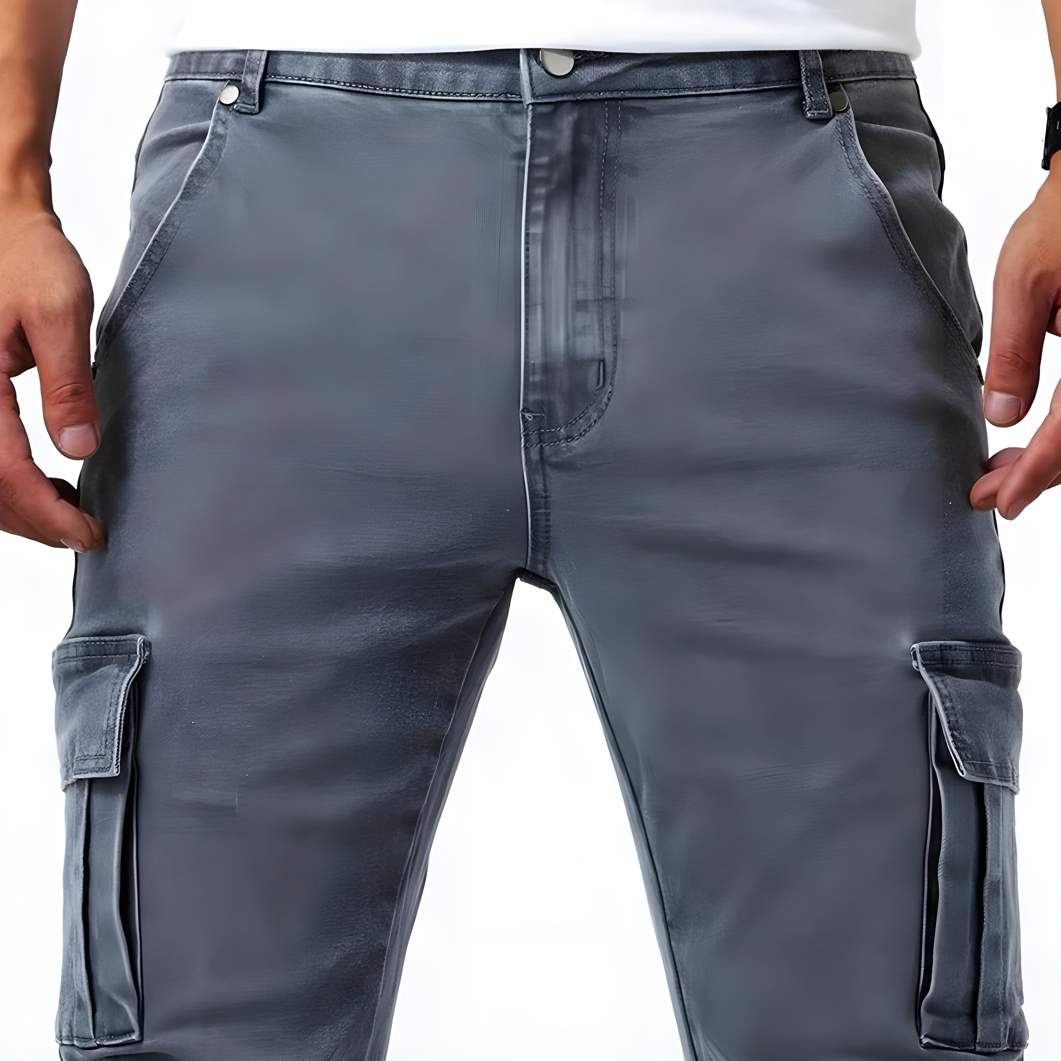 Cargo Jeans - Stretchy - Slim Fit - Cargo Pants - Men's Pants-Stretch Denim Cargo Pants-Chaps London-Chaps London