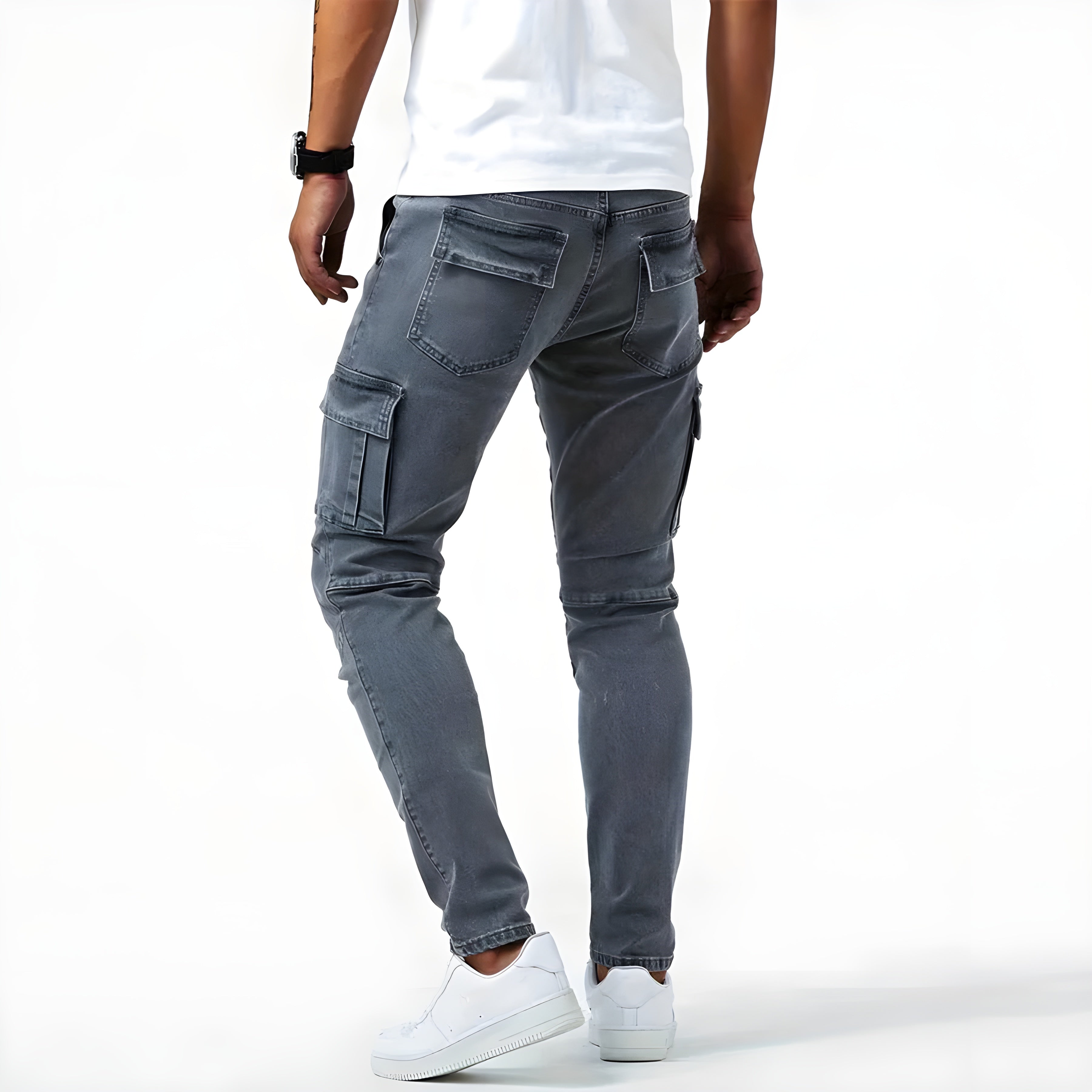 Cargo Jeans - Stretchy - Slim Fit - Cargo Pants - Men's Pants-Stretch Denim Cargo Pants-Chaps London-Chaps London
