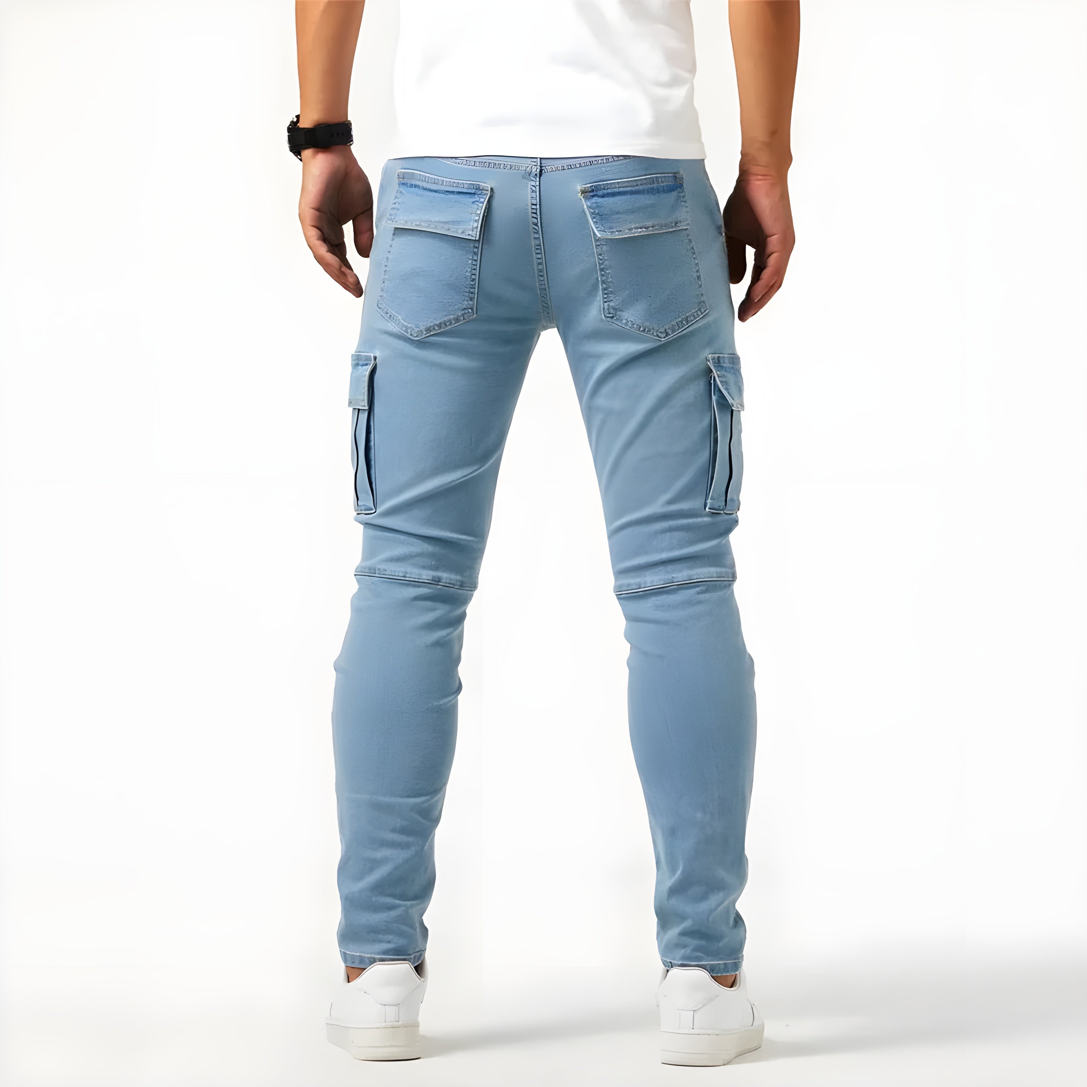 Cargo Jeans - Stretchy - Slim Fit - Cargo Pants - Men's Pants-Stretch Denim Cargo Pants-Chaps London-Chaps London