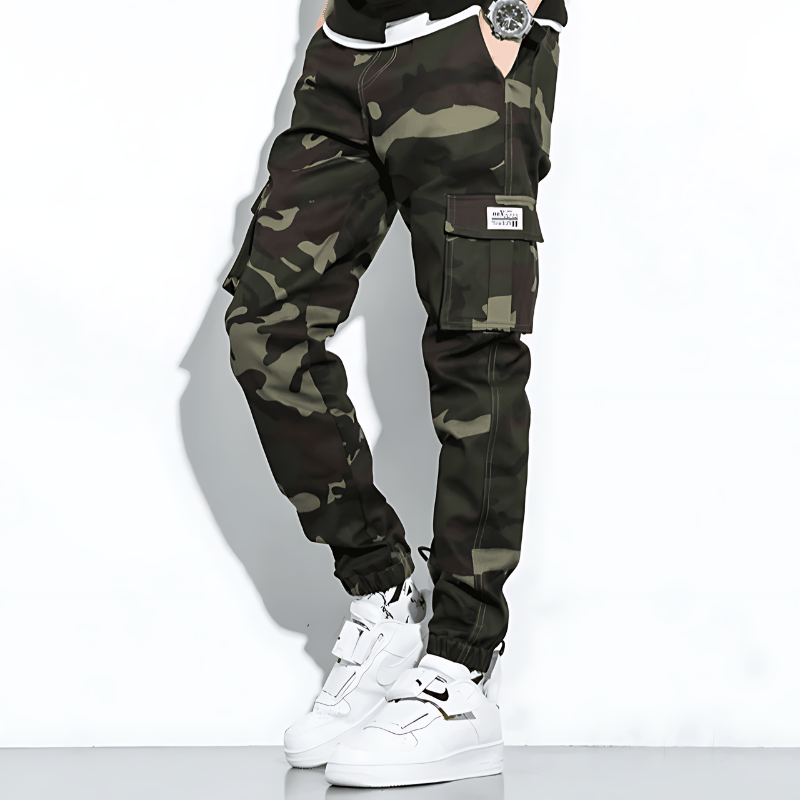 Cargo Joggers | Camouflage | Slim Fit | Cargo Pants | Men's Pants -Men's long pants-Chaps London-Army Green-M-Chaps London