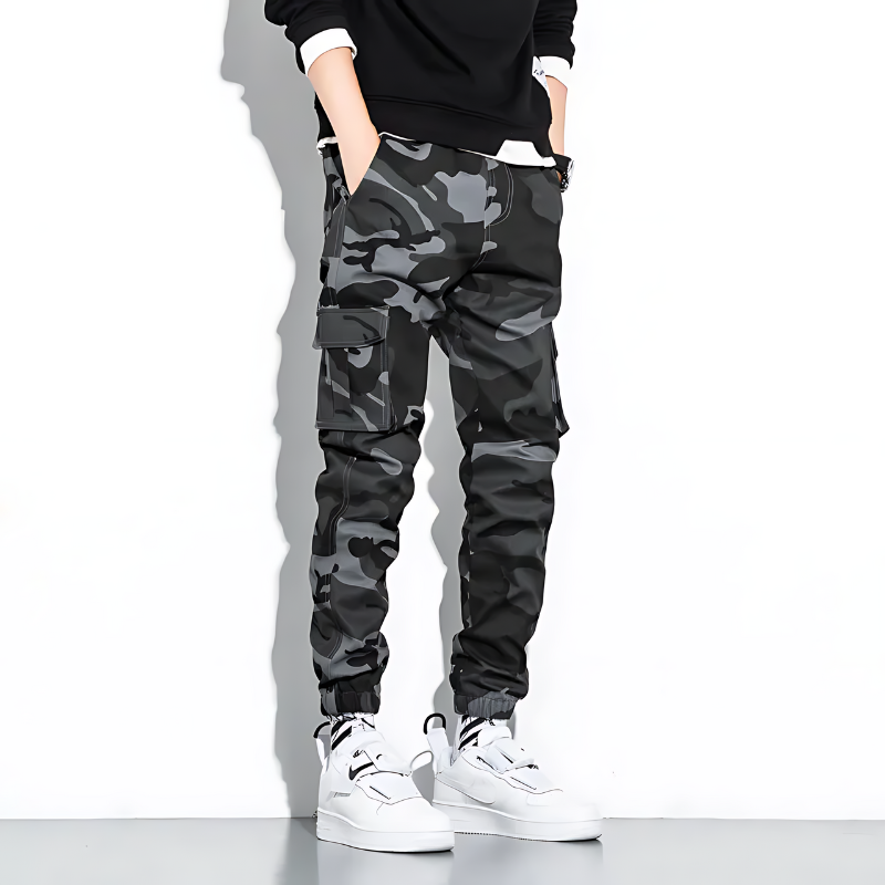 Cargo Joggers | Camouflage | Slim Fit | Cargo Pants | Men's Pants -Men's long pants-Chaps London-Gray-M-Chaps London