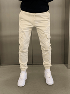 Cargo Joggers | Drawstring | Skinny | Cargo Pants | Men's Trousers-Cargo Joggers-Chaps London-Beige-XS-Chaps London