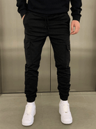 Cargo Joggers | Drawstring | Skinny | Cargo Pants | Men's Trousers-Cargo Joggers-Chaps London-Black-XS-Chaps London