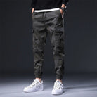 Cargo Joggers - Men's Camouflage Drawstring Skinny Cargo Pants-Chaps London-Grey-M-Chaps London