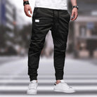 Cargo Joggers - Men's Drawstring Leisure Trousers-Joggers-Chaps London-Black-M-Chaps London