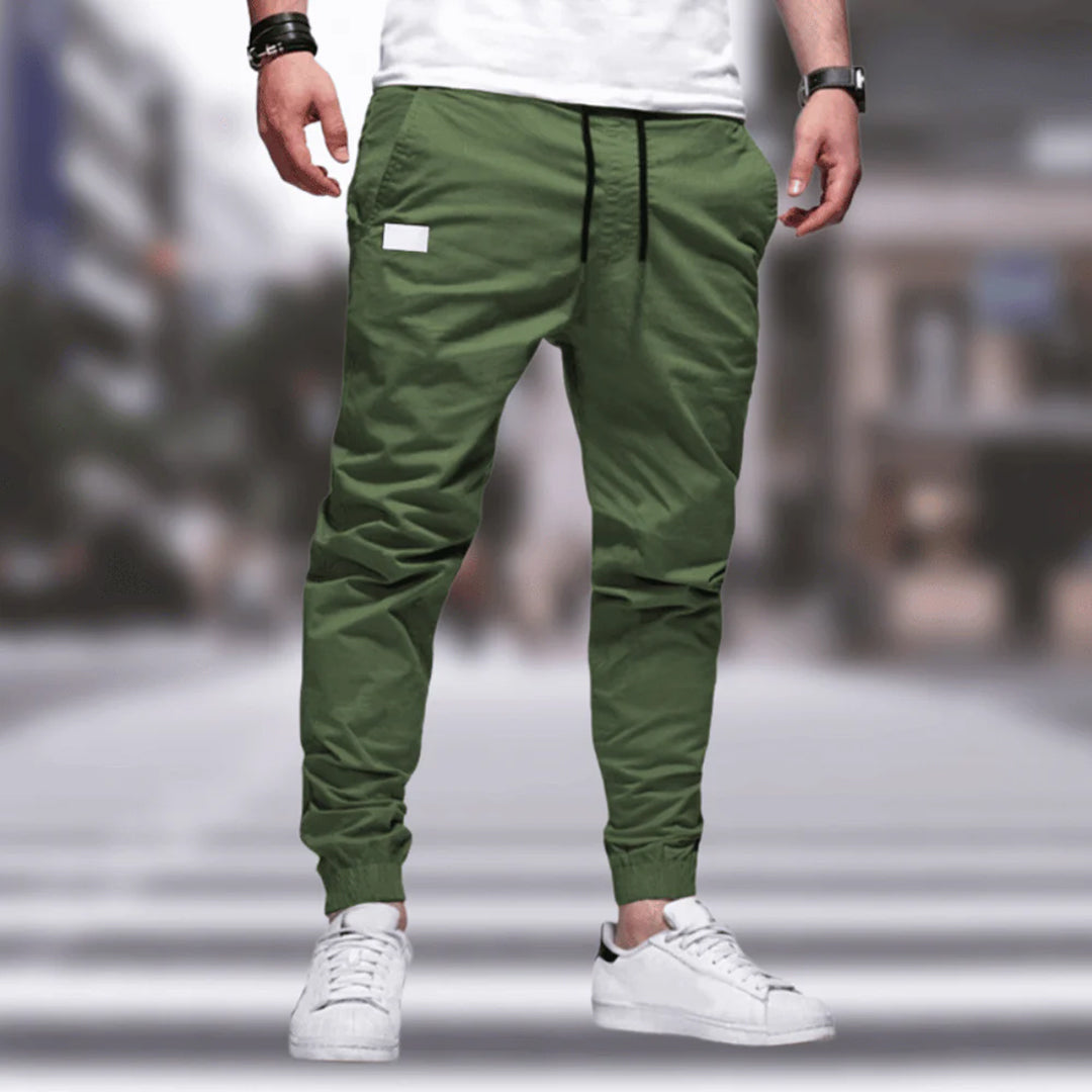 Cargo Joggers - Men's Drawstring Leisure Trousers-Joggers-Chaps London-Green-M-Chaps London