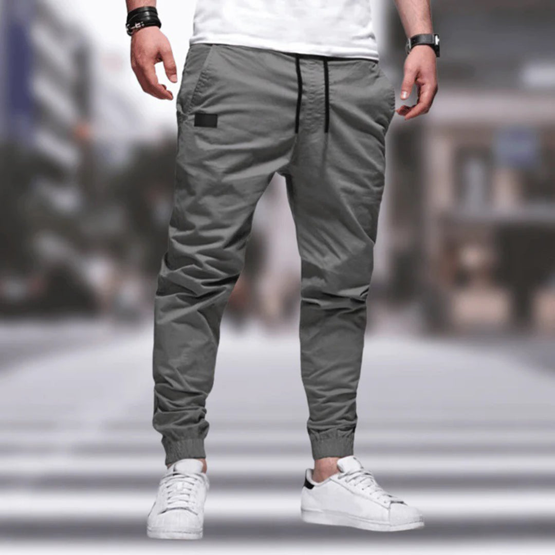 Cargo Joggers - Men's Drawstring Leisure Trousers-Joggers-Chaps London-Grey-M-Chaps London