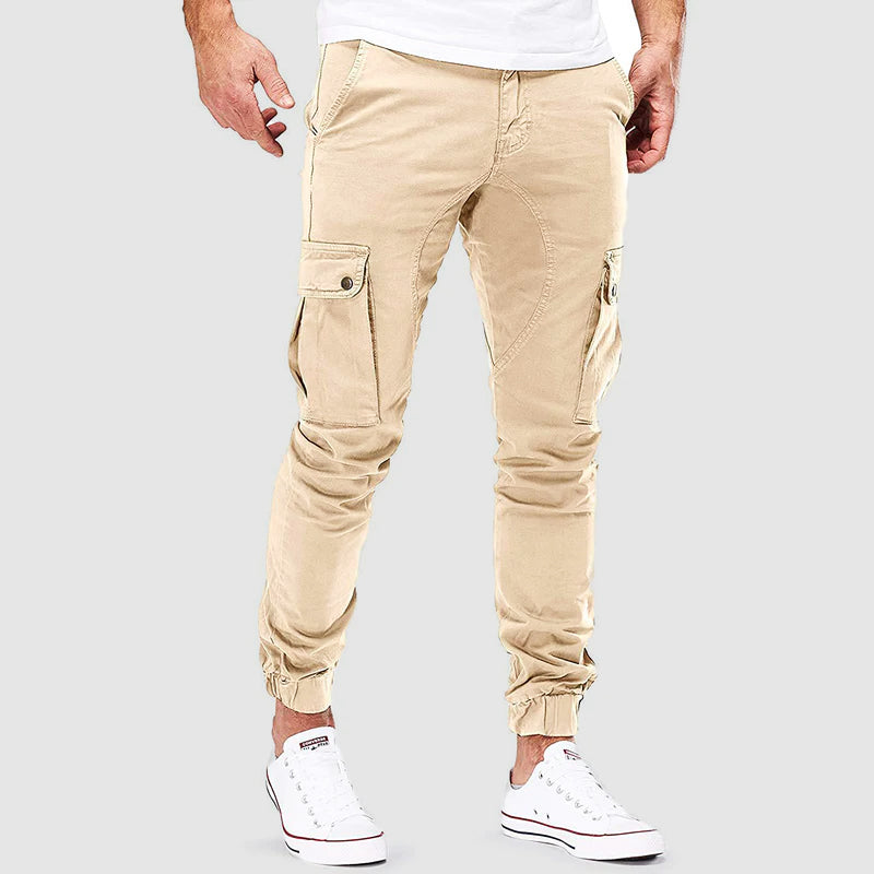 Cargo Joggers - Slim Fit - Pockets - Cargo Pants - Men's Pants-Chaps London-Beige-M-Chaps London