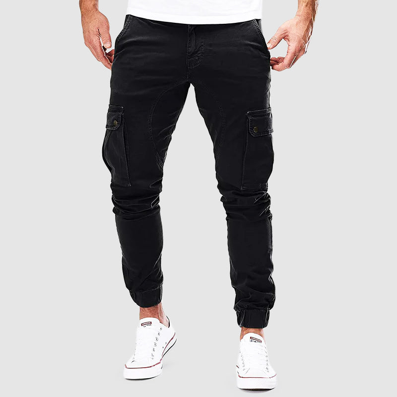 Cargo Joggers - Slim Fit - Pockets - Cargo Pants - Men's Pants-Chaps London-Black-M-Chaps London