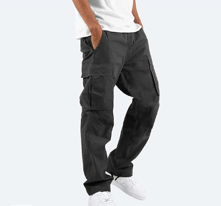 Cargo Pants - Men's Straight Leg Loose Fit Cargo Pants-Cargo pants, Pantalon-Chaps London-Black-S-Chaps London