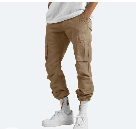 Cargo Pants - Men's Straight Leg Loose Fit Cargo Pants-Cargo pants, Pantalon-Chaps London-Khaki-S-Chaps London