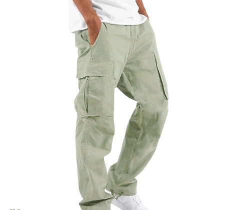 Cargo Pants - Men's Straight Leg Loose Fit Cargo Pants-Cargo pants, Pantalon-Chaps London-Light Green-S-Chaps London