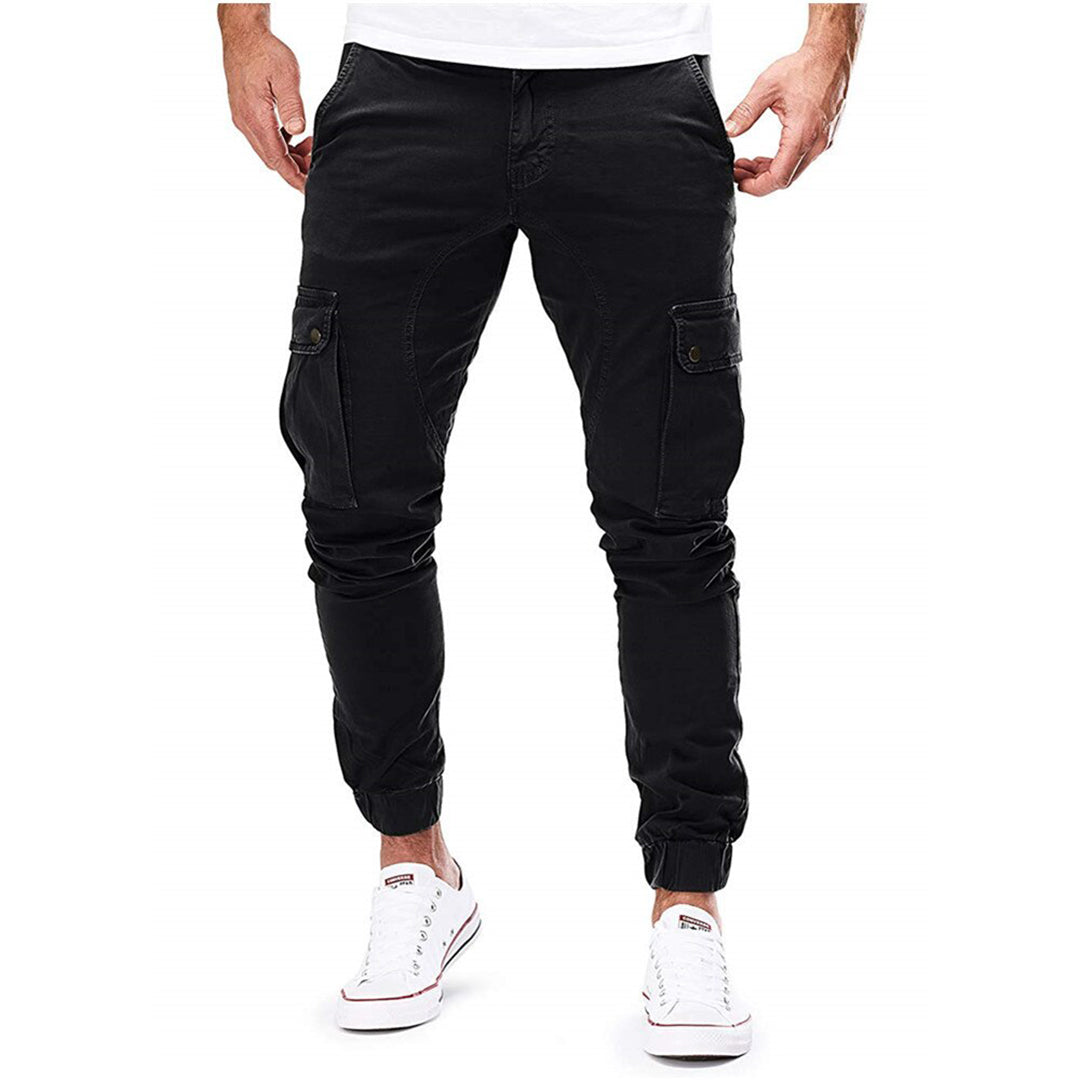 Cargo Pants - Skinny - Drawstring - Cargo Joggers - Men's Trousers-Fashion Men Pants Cargo All-year-Chaps London-Black-S-Chaps London