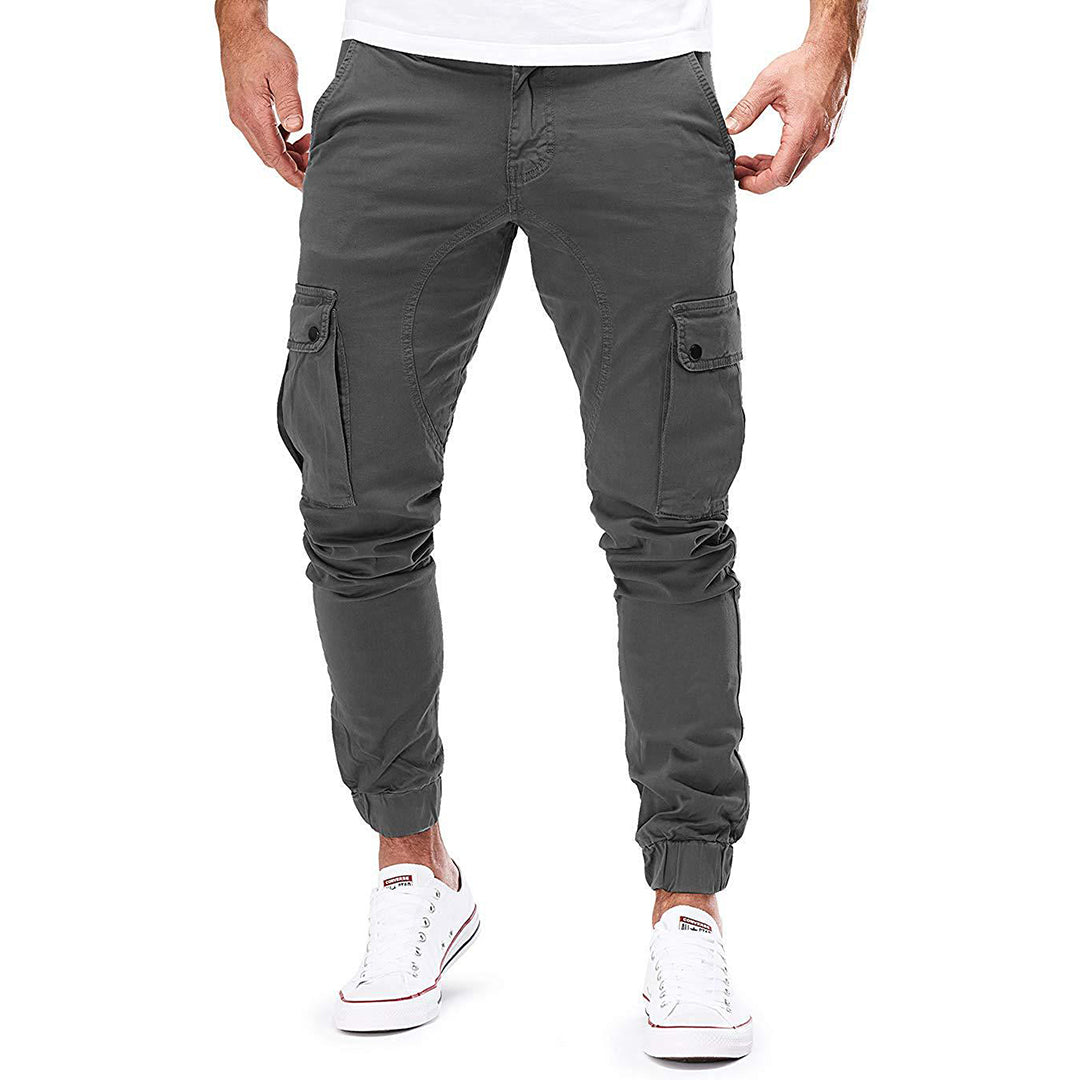 Cargo Pants - Skinny - Drawstring - Cargo Joggers - Men's Trousers-Fashion Men Pants Cargo All-year-Chaps London-Dark Gray-S-Chaps London