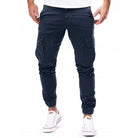 Cargo Pants - Skinny - Drawstring - Cargo Joggers - Men's Trousers-Fashion Men Pants Cargo All-year-Chaps London-Navy Blue-S-Chaps London