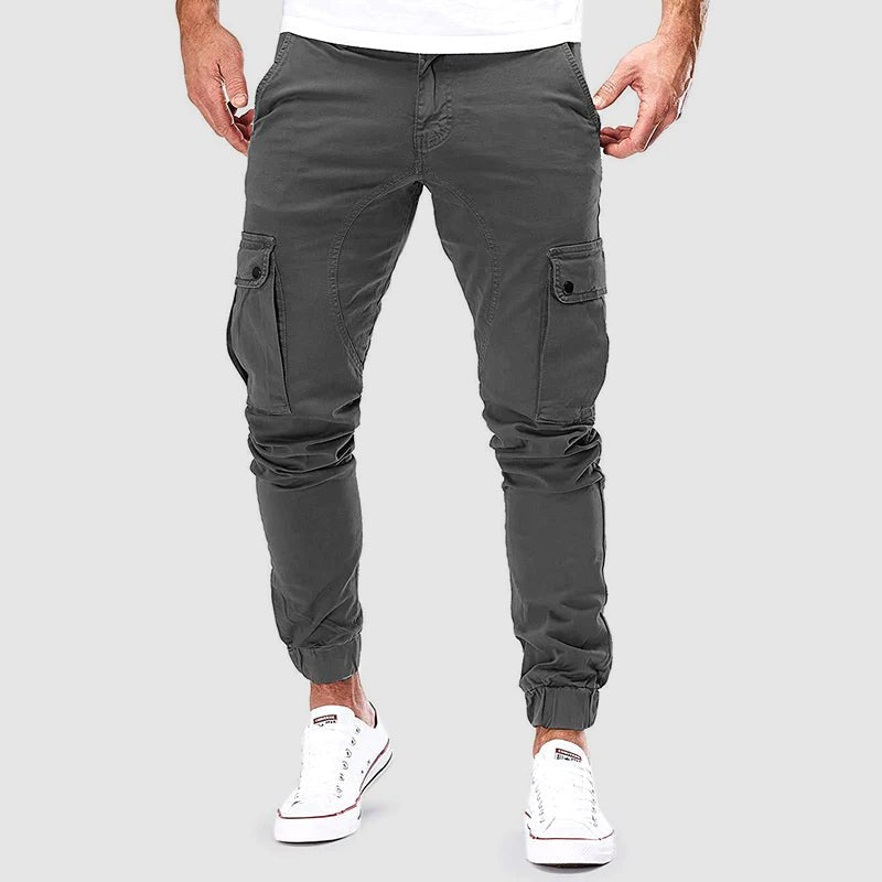 Cargo Pants - Skinny - Pockets - Cargo Joggers - Men's Pants-Cargohosen-Chaps London-Gray-S-Chaps London