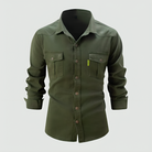 Cargo Shirt - Slim Fit - Long Sleeve - Button-Up Shirt - Men's Shirts-Shirts-Chaps London-Green-S-Chaps London