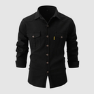 Cargo Shirt - Slim Fit - Long Sleeve - Button-Up Shirt - Men's Shirts-Shirts-Chaps London-black-S-Chaps London