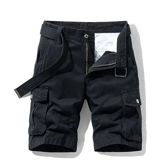 Cargo Short - Men's Casual Long Cargo Shorts with Pockets-Chaps London-Black-30-Chaps London
