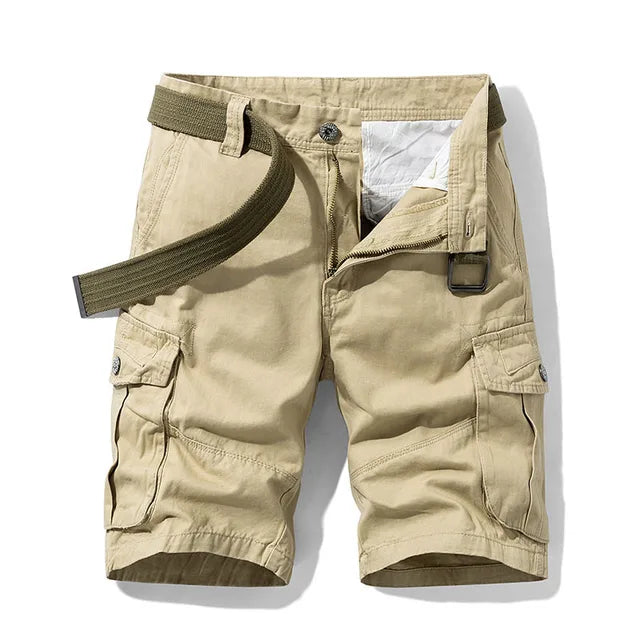 Cargo Short - Men's Casual Long Cargo Shorts with Pockets-Chaps London-Khaki-30-Chaps London