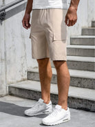 Cargo Shorts | Beige | Loose Fit | Long Shorts | Men's Shorts-Cargo Shorts-Chaps London-Beige-S-Chaps London
