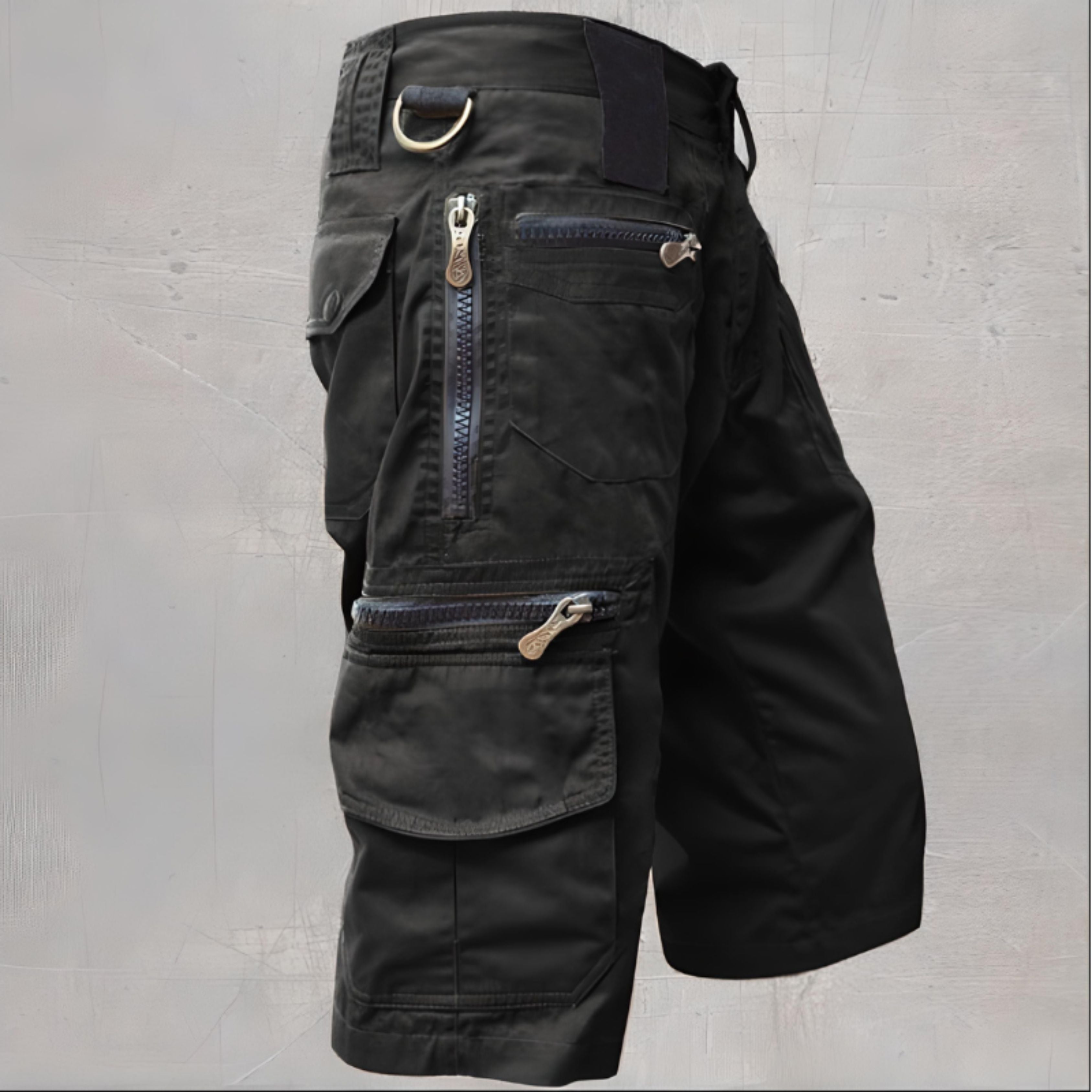 Cargo Shorts | Leisure | Pockets | Long Shorts | Men's Capri Pants-Men's Capri Pants-Chaps London-Black-M-Chaps London