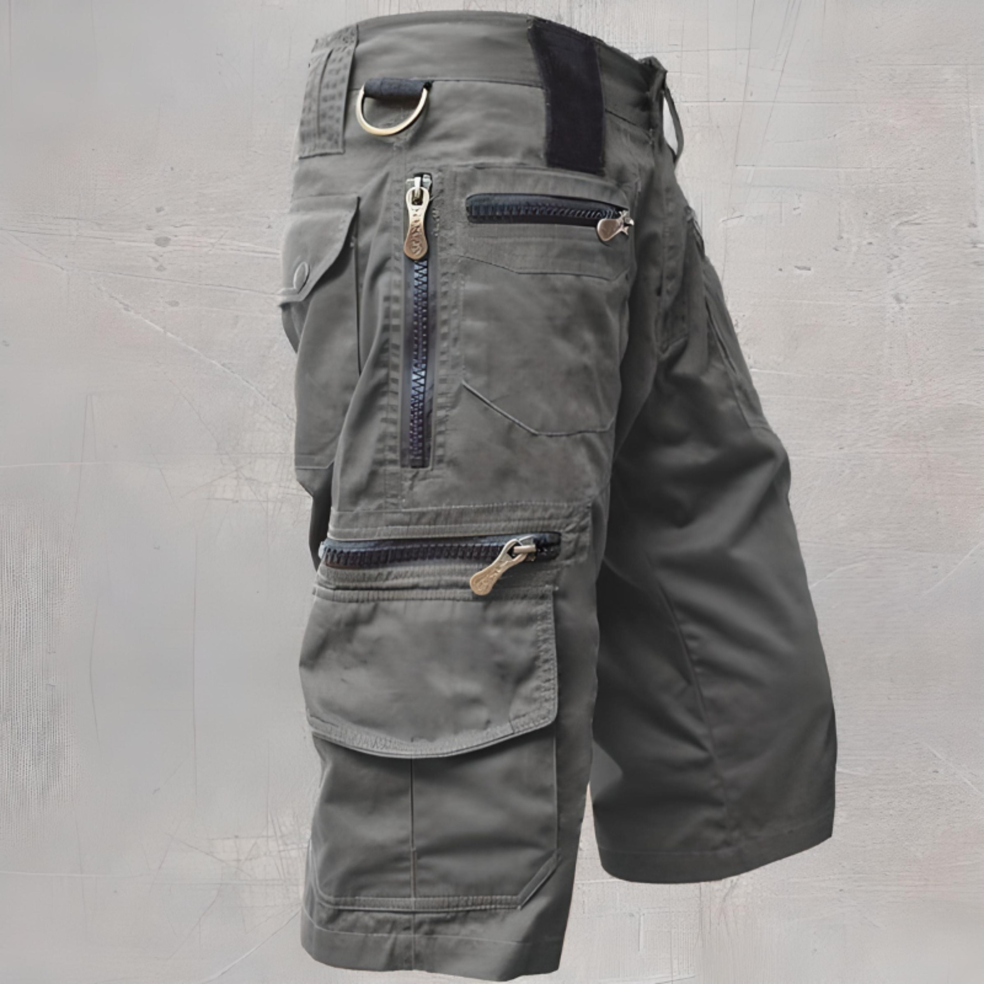 Cargo Shorts | Leisure | Pockets | Long Shorts | Men's Capri Pants-Men's Capri Pants-Chaps London-Gray-M-Chaps London