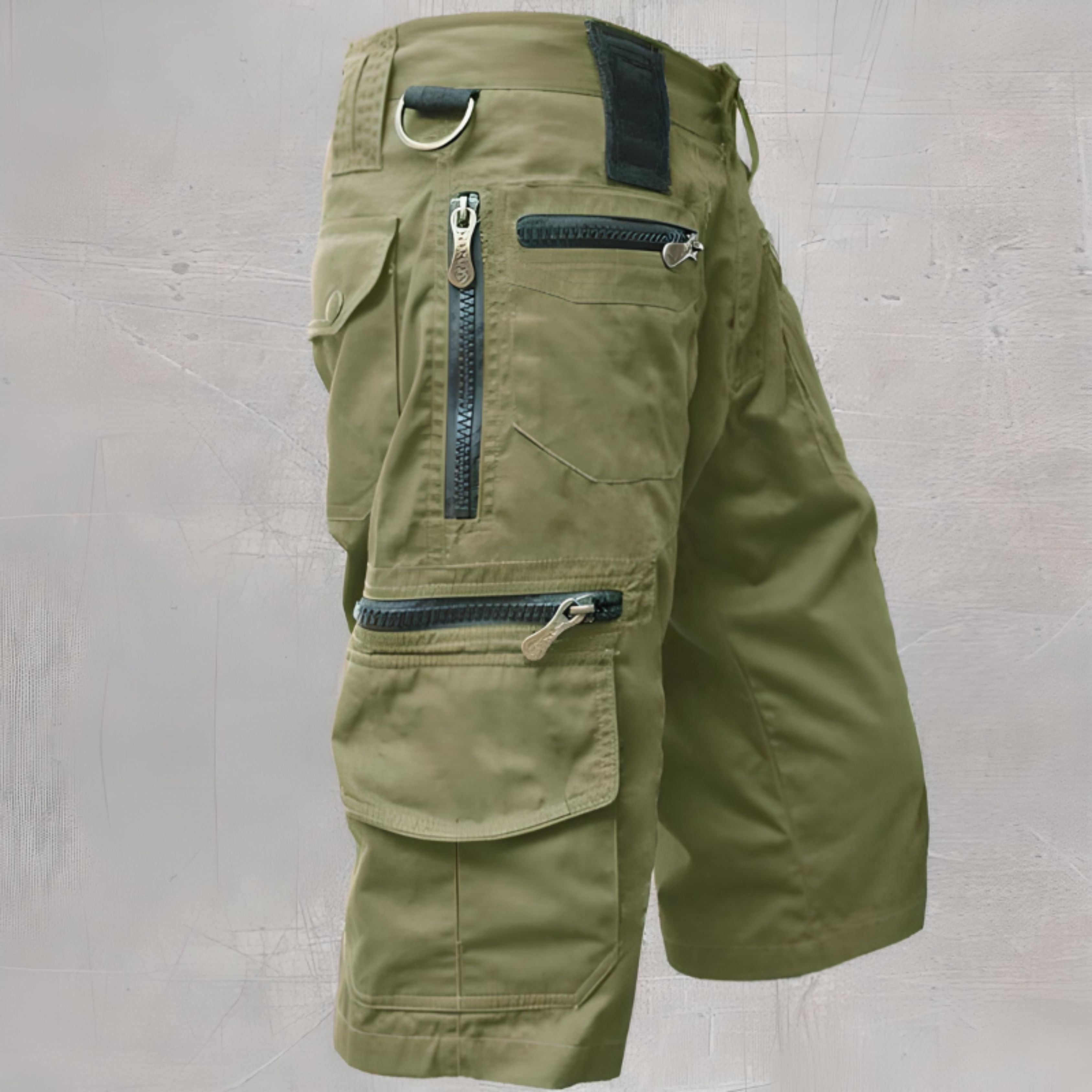 Cargo Shorts | Leisure | Pockets | Long Shorts | Men's Capri Pants-Men's Capri Pants-Chaps London-Green-M-Chaps London