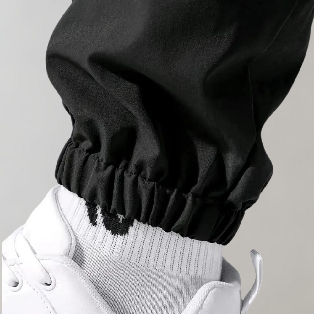 Cargo Trousers - Men's Black Drawstring Joggers-Fashion Men Pants Cargo All-year-Chaps London-Chaps London