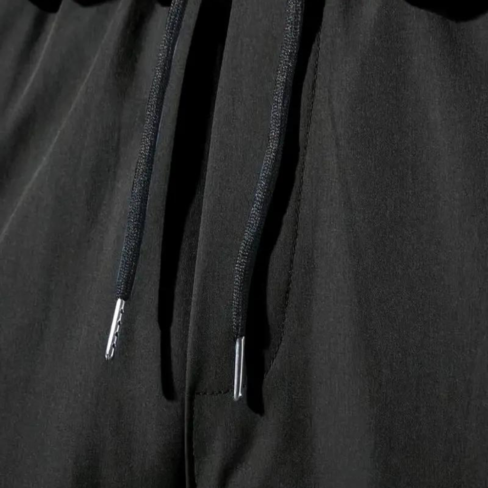 Cargo Trousers - Men's Black Drawstring Joggers-Fashion Men Pants Cargo All-year-Chaps London-Chaps London