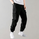 Cargo Trousers - Men's Black Drawstring Joggers-Fashion Men Pants Cargo All-year-Chaps London-S-Chaps London